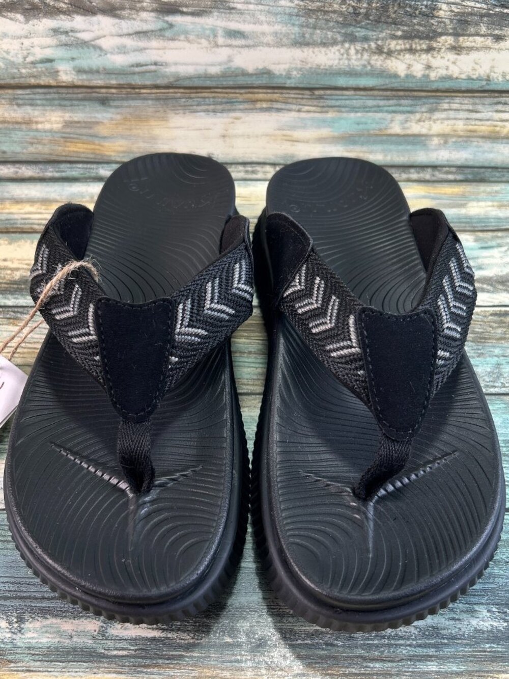 KUAILU Platform Flip Flop Sandals Size 7M Thong Summer Casual Pool Walking Black